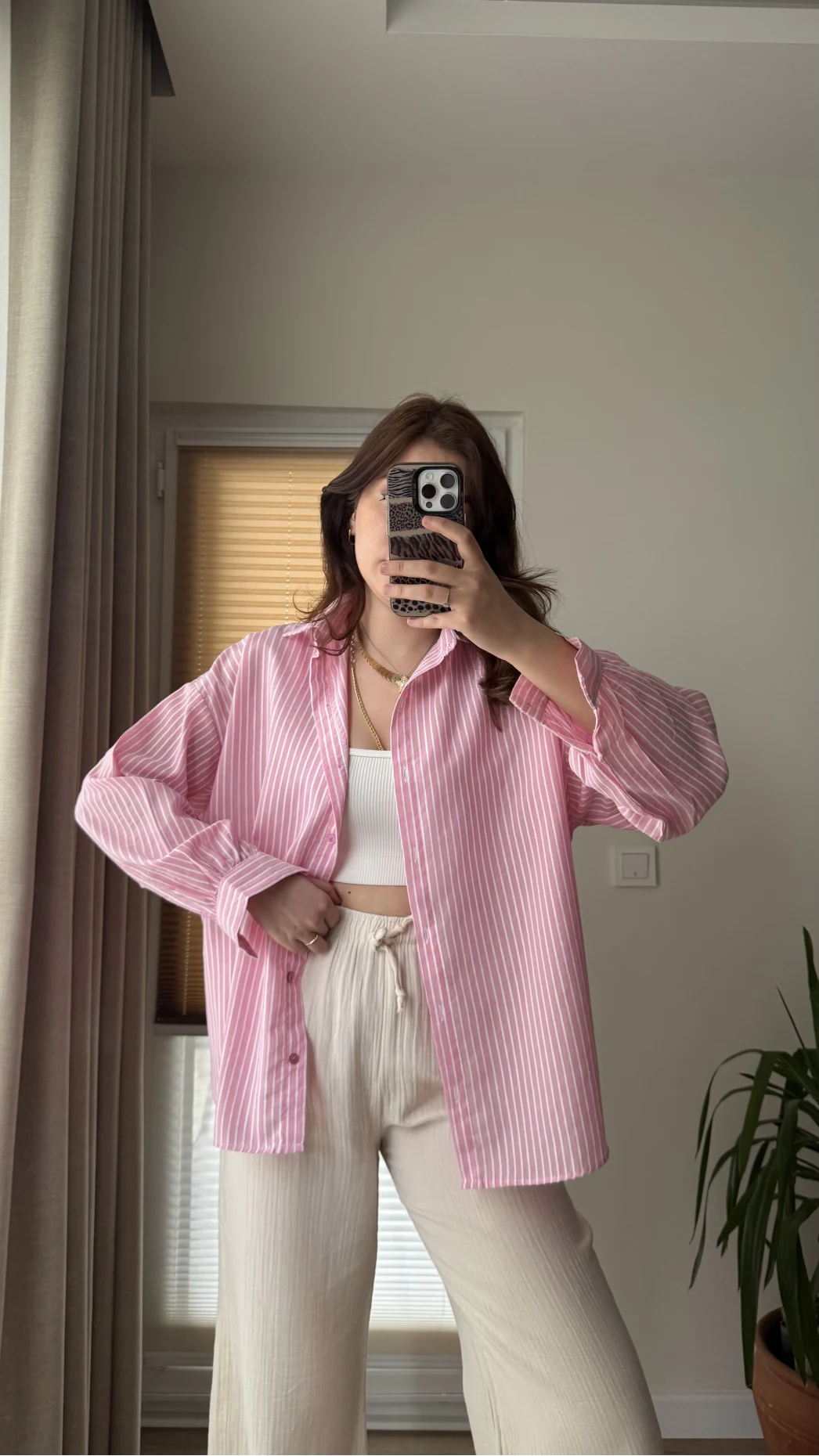 Pembe Çizgili Gömlek Ru