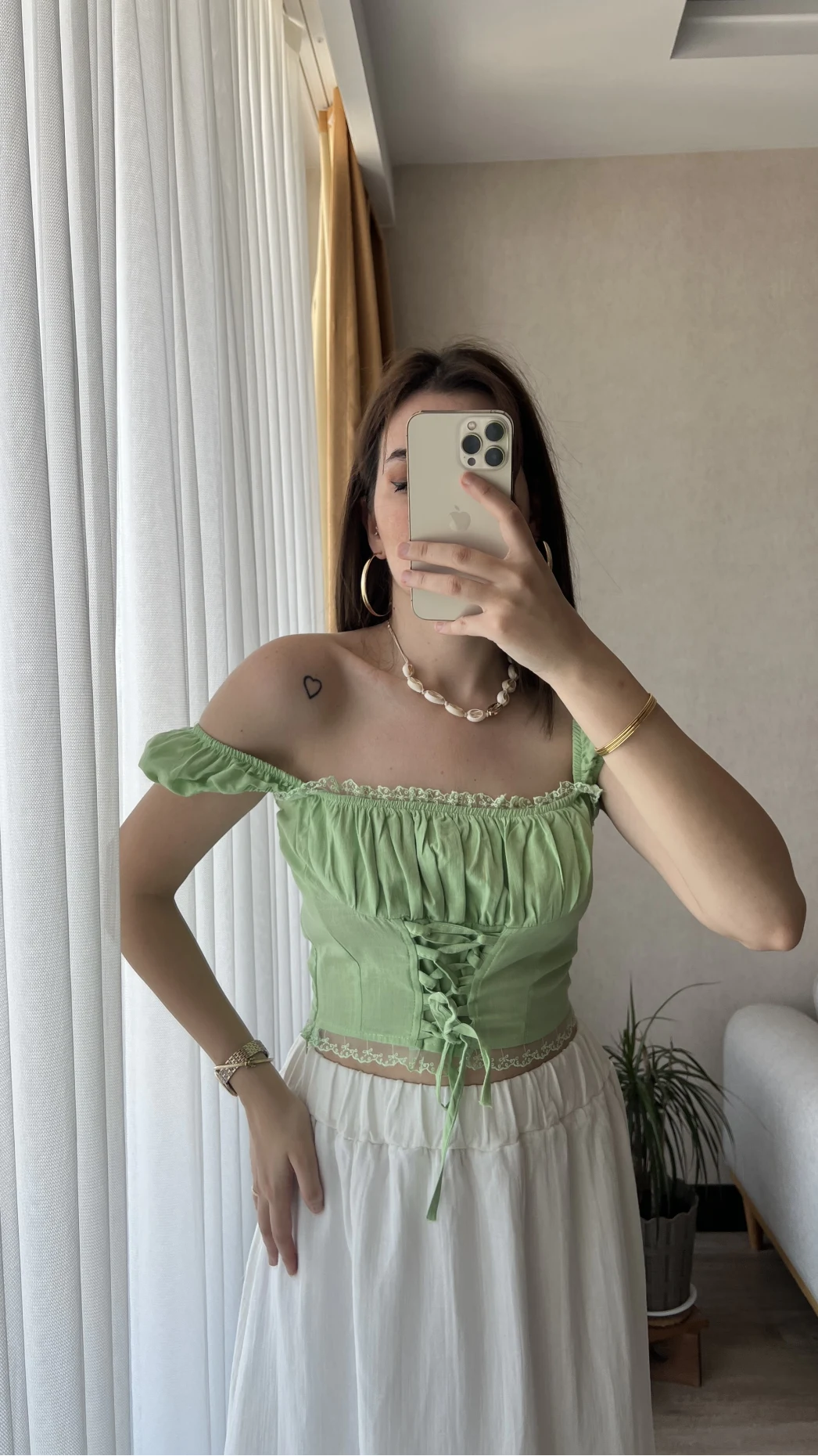 Penapella Yeşil Dantelli Crop