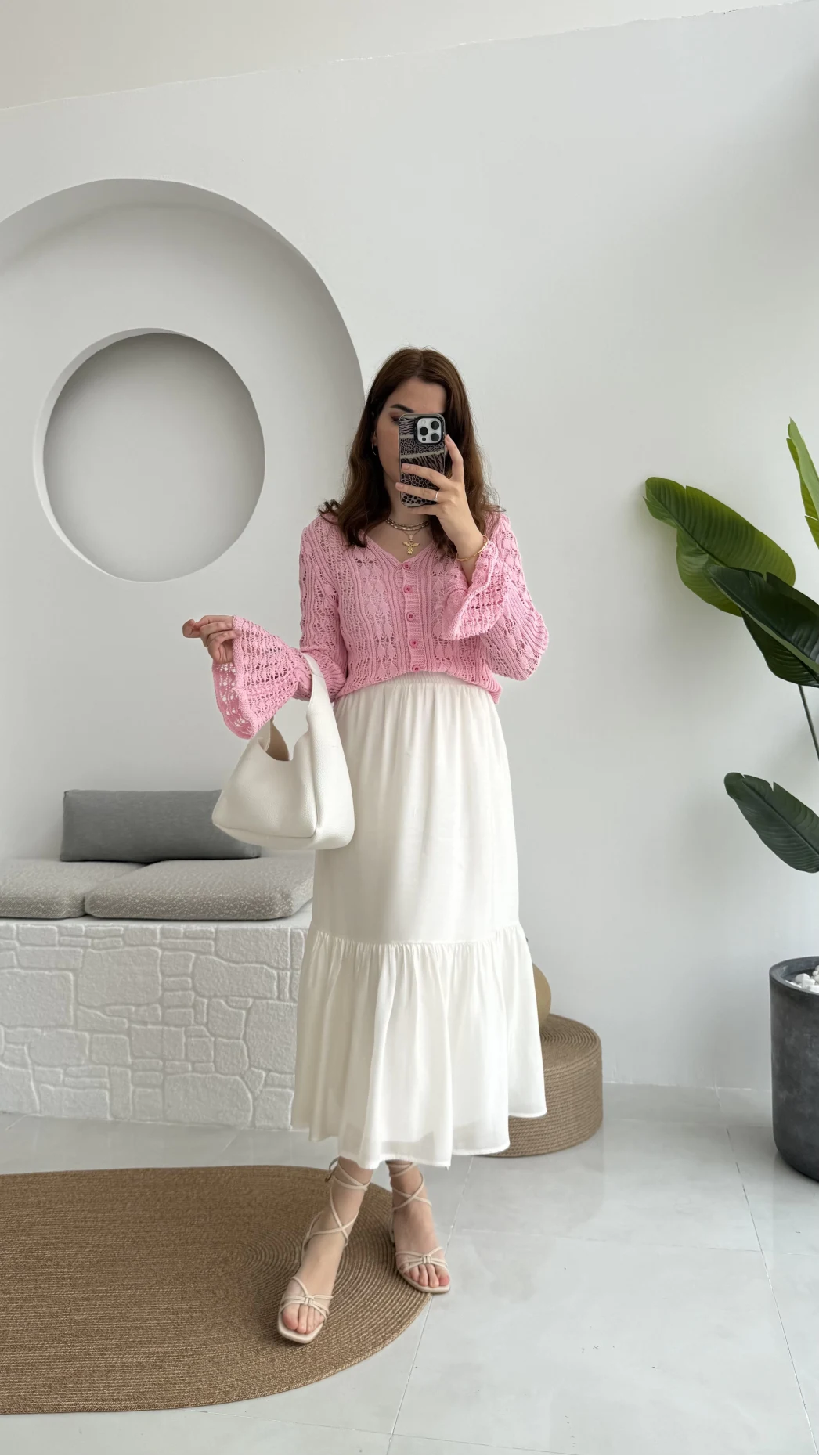 Piana Lastikli Etek Kırık Beyaz