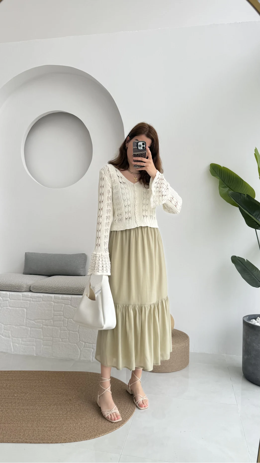 Piana Lastikli Etek Haki