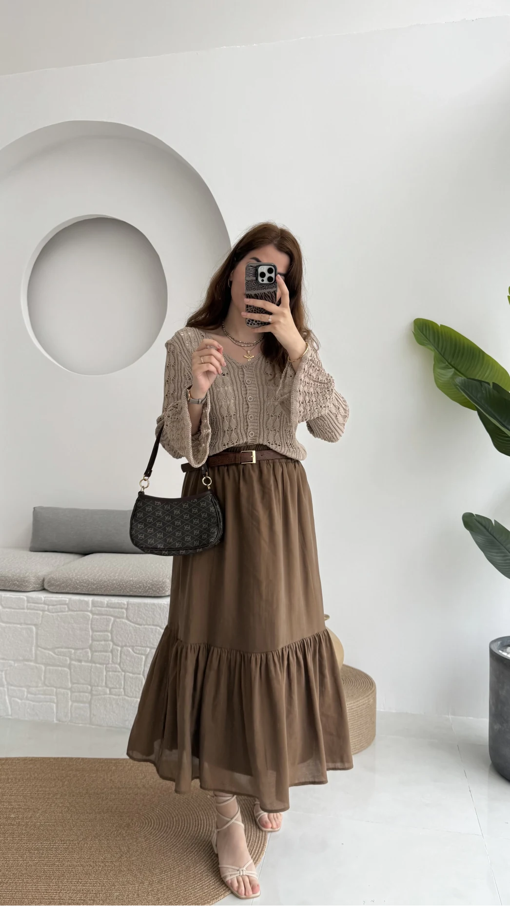 Piana Lastikli Etek Kahverengi