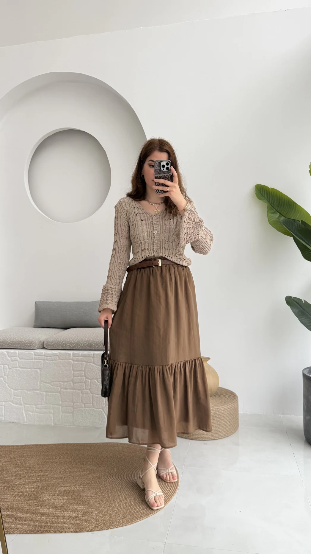 Piana Lastikli Etek Kahverengi