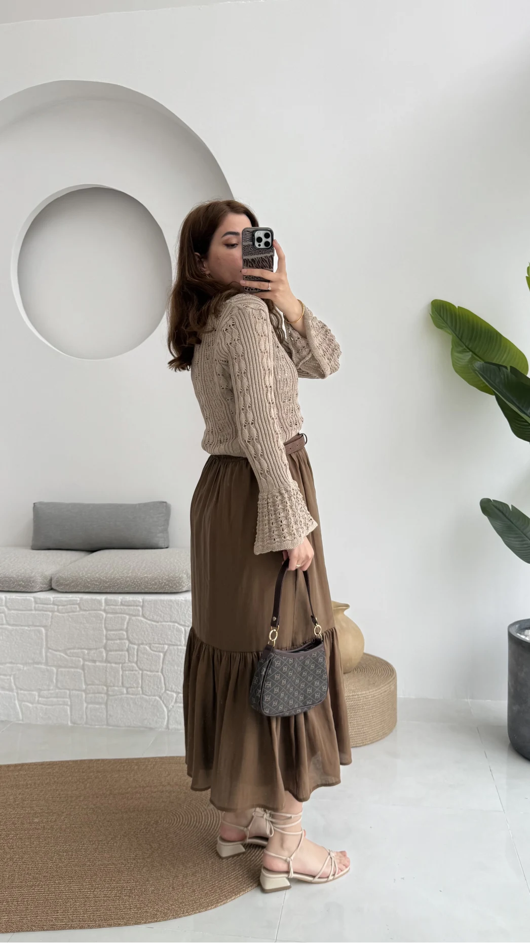 Piana Lastikli Etek Kahverengi