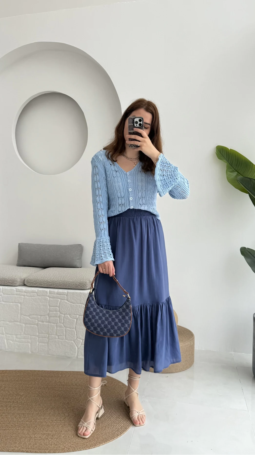 Piana Lastikli Etek Lacivert