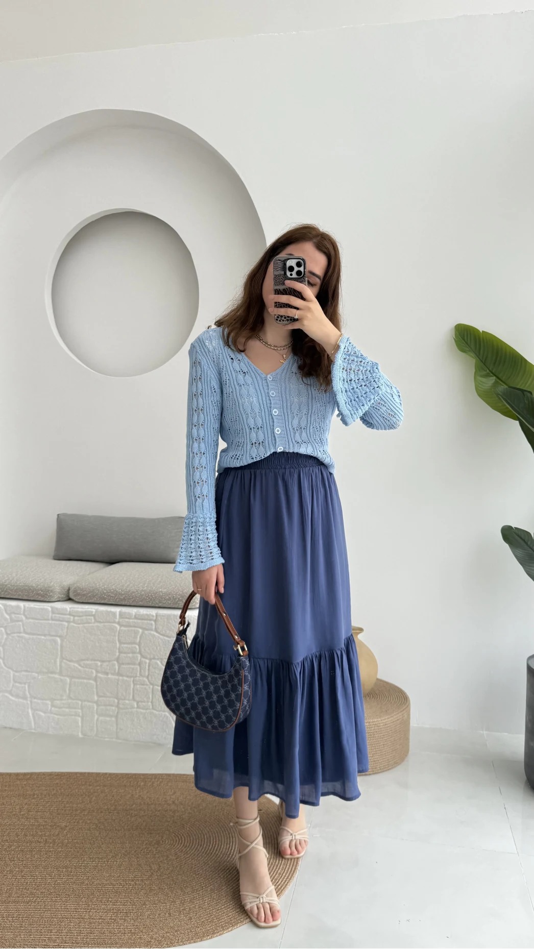 Piana Lastikli Etek Lacivert