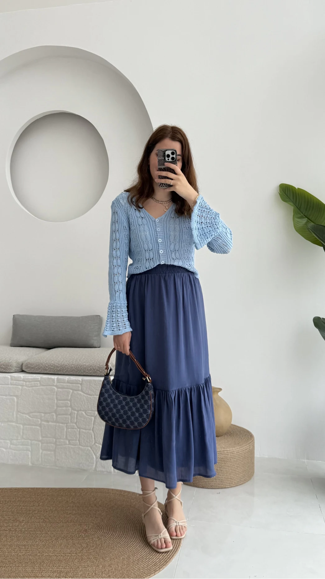 Piana Lastikli Etek Lacivert