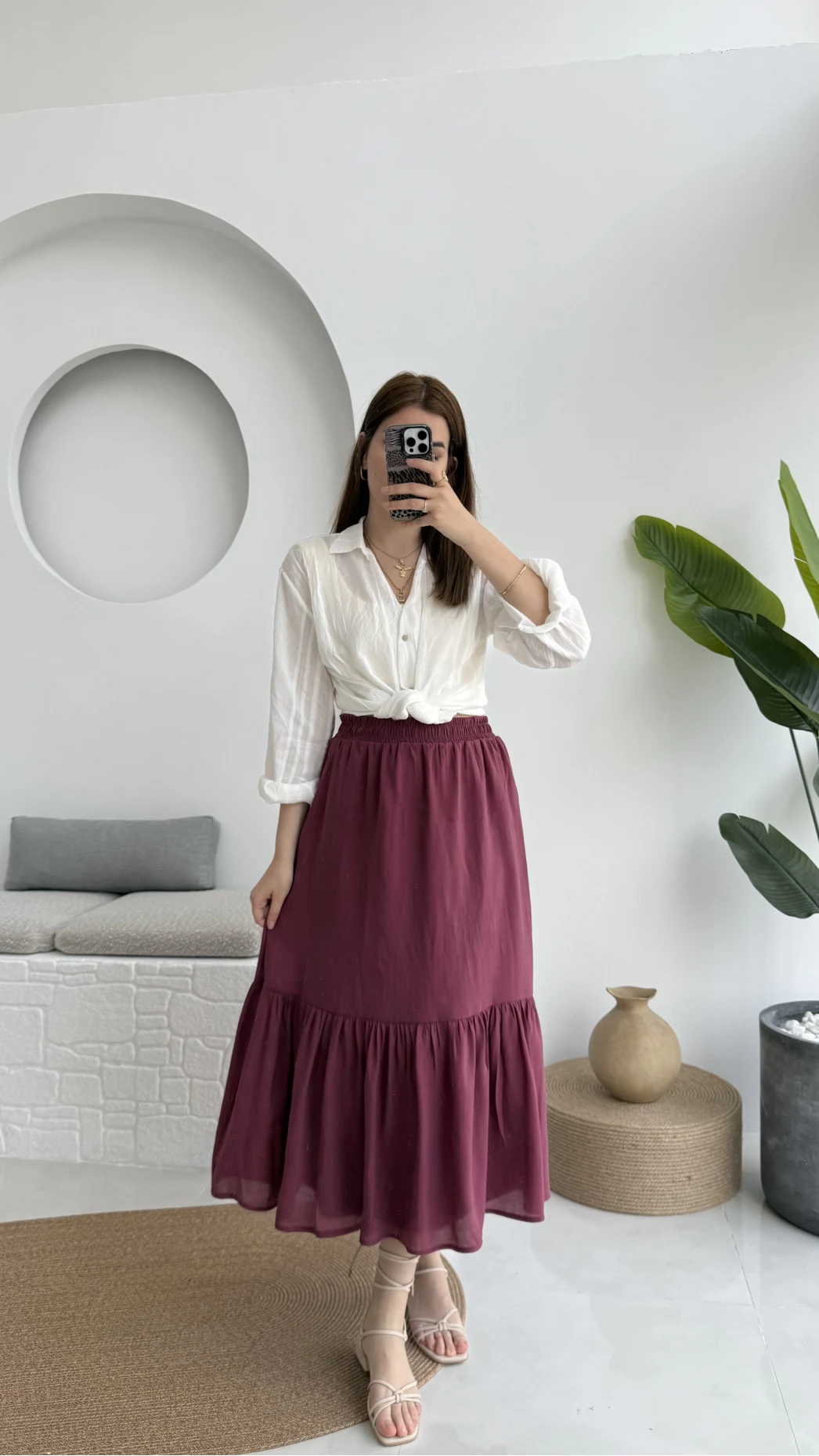 Piana Lastikli Etek Mürdüm