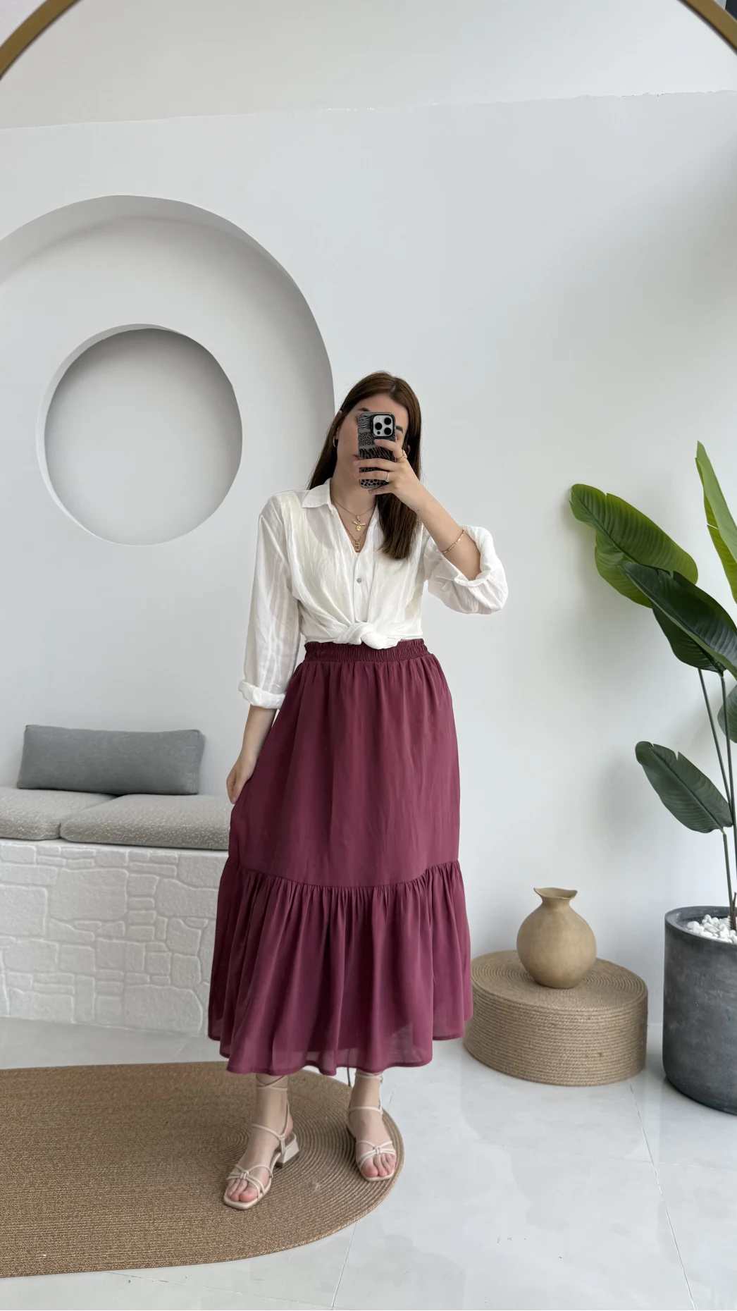 Piana Lastikli Etek Mürdüm