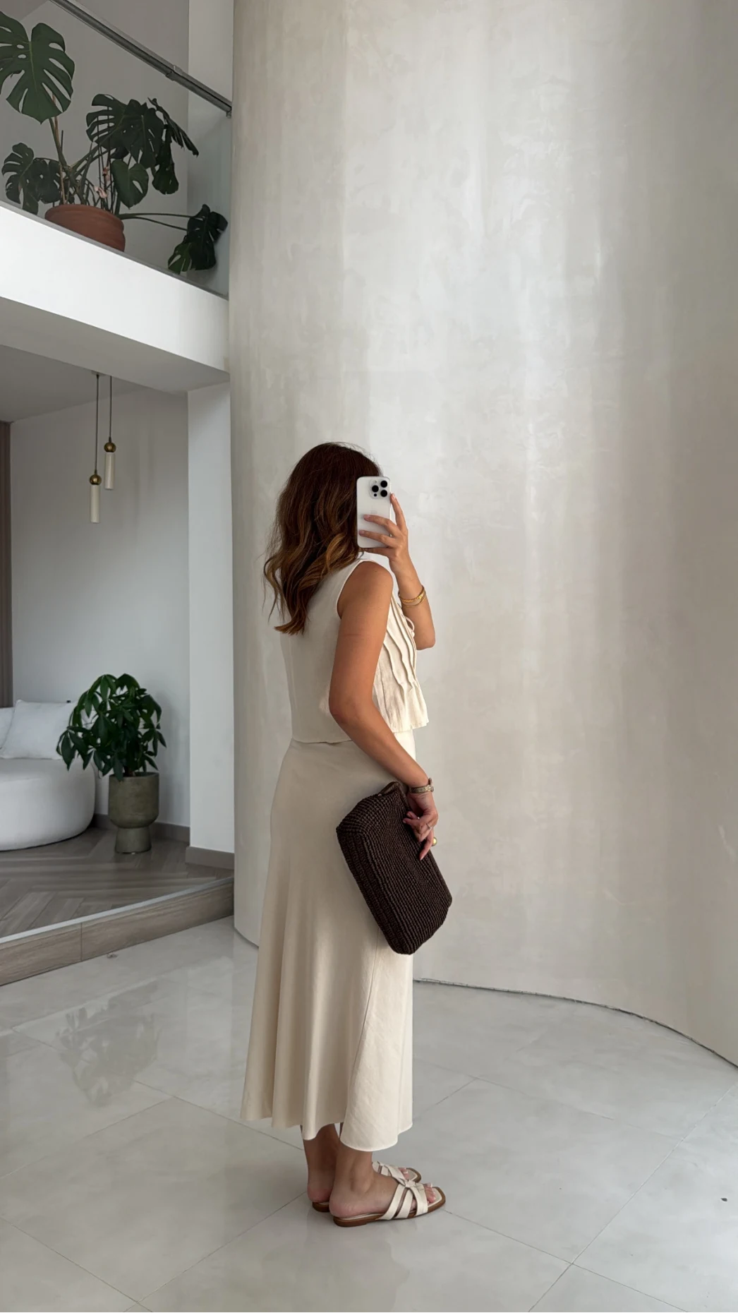 Pileli Bluz Etek Takım - Natural - Kod: 8490 8021