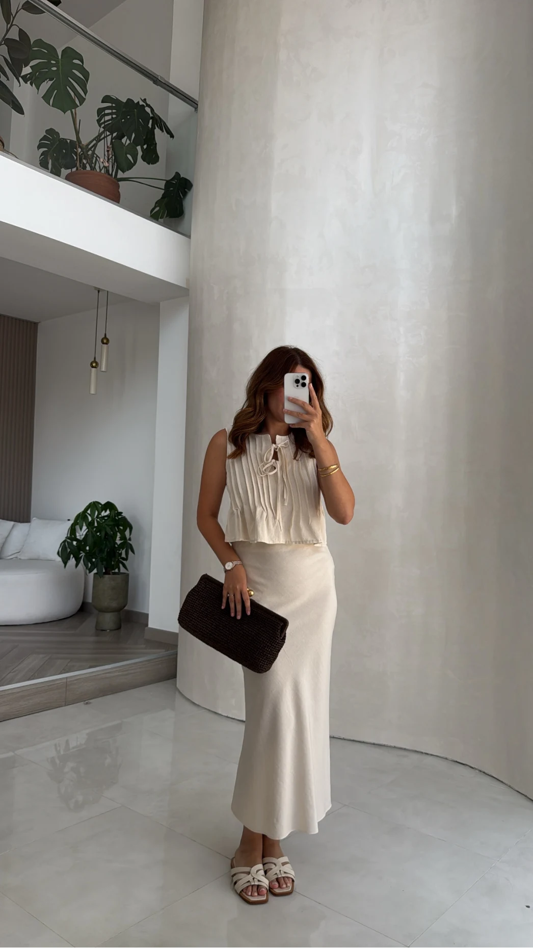 Pileli Bluz Etek Takım - Natural - Kod: 8490 8021
