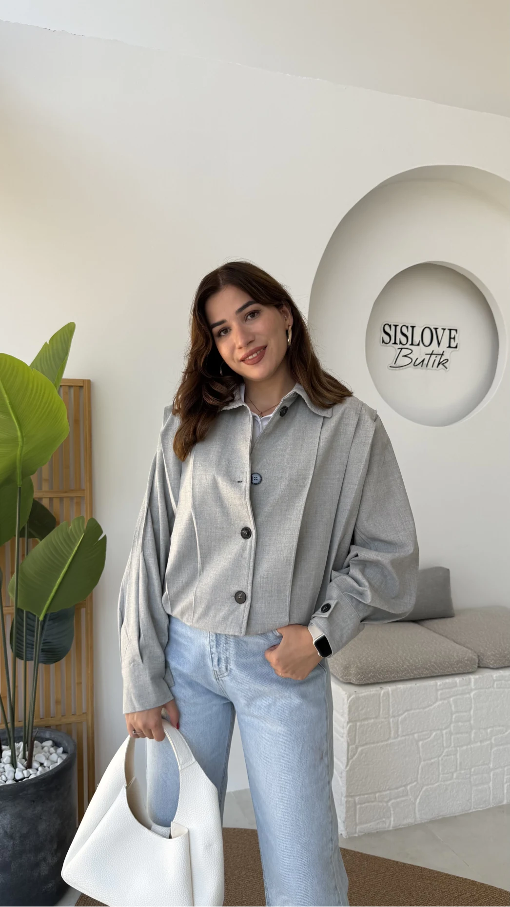 Pileli Trençkot - Gri