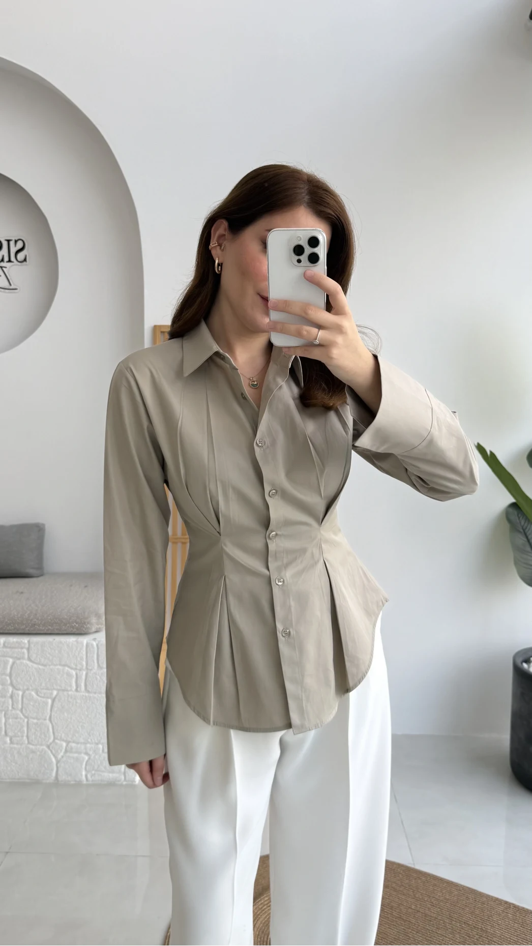 Pilili Gömlek - Bej Haki Tonları - Kod: 4965