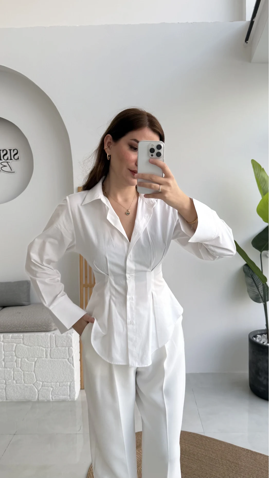 Pilili Gömlek - Beyaz - Kod: 4965