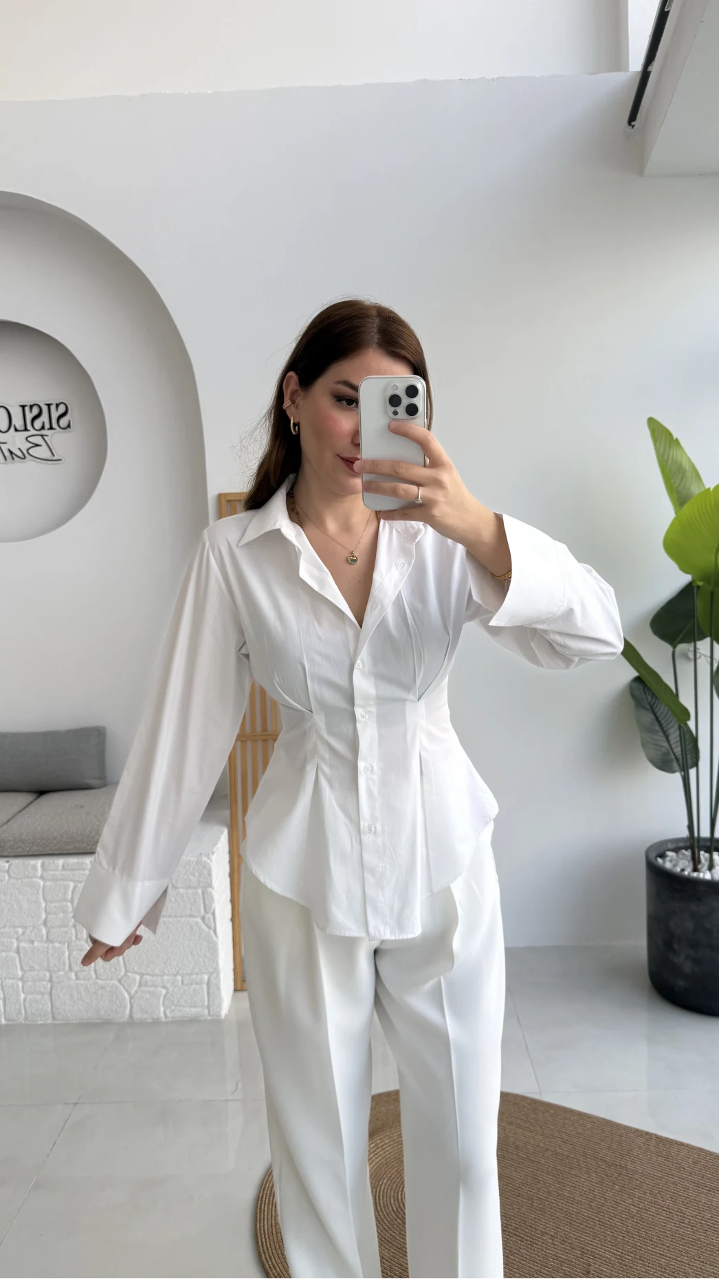 Pilili Gömlek - Beyaz - Kod: 4965