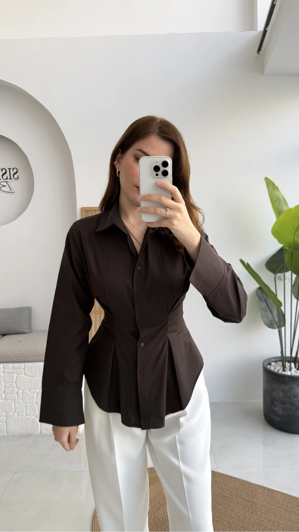 Pilili Gömlek - Kahve - Kod: 4965