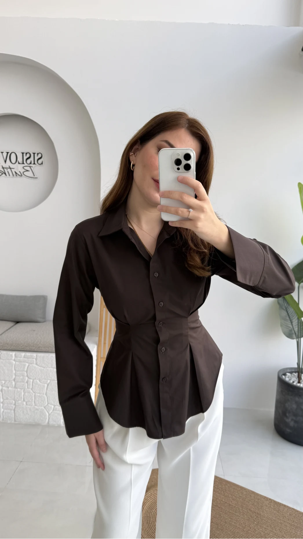 Pilili Gömlek - Kahve - Kod: 4965