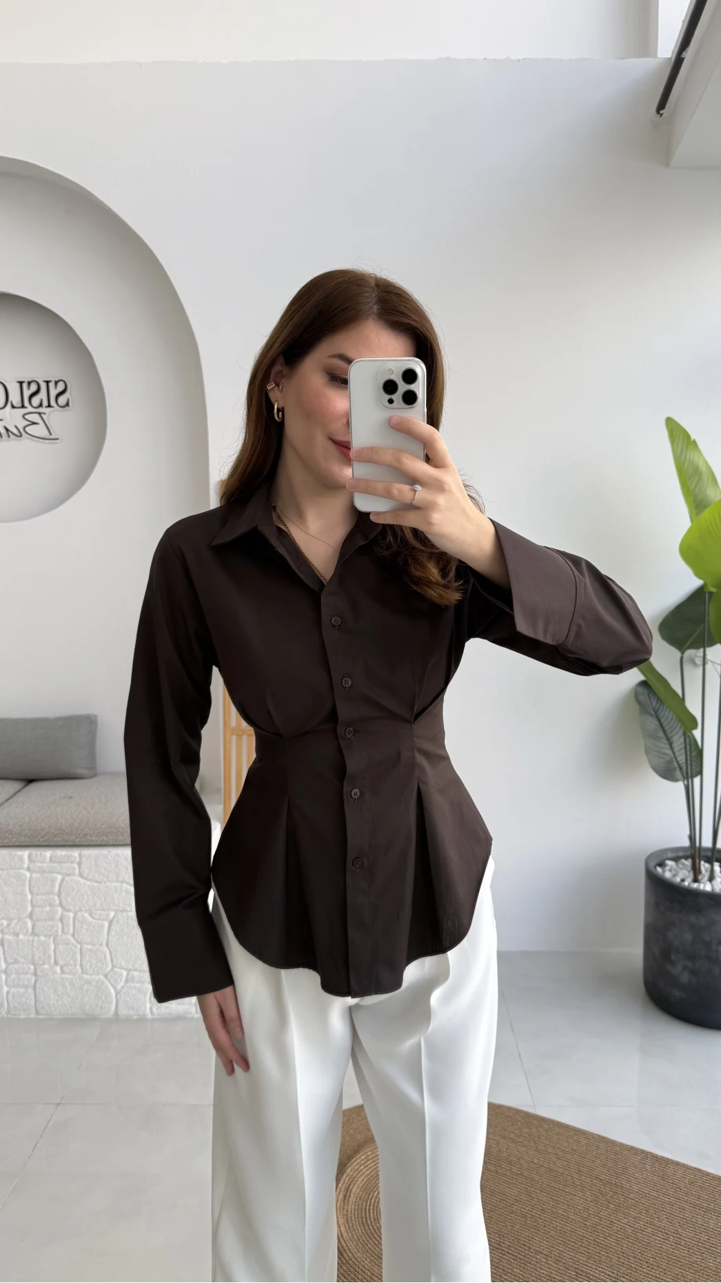 Pilili Gömlek - Kahve - Kod: 4965