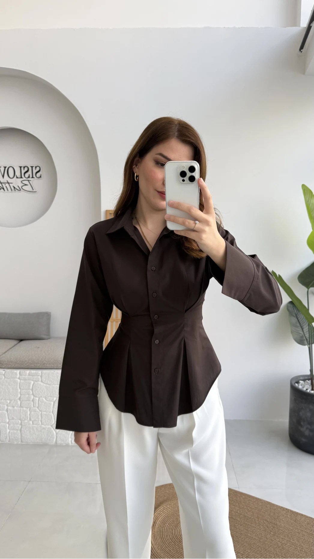 Pilili Gömlek - Kahve - Kod: 4965