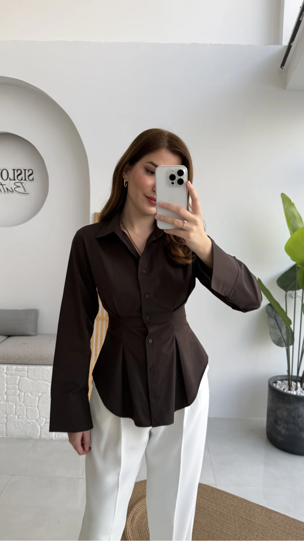 Pilili Gömlek - Kahve - Kod: 4965