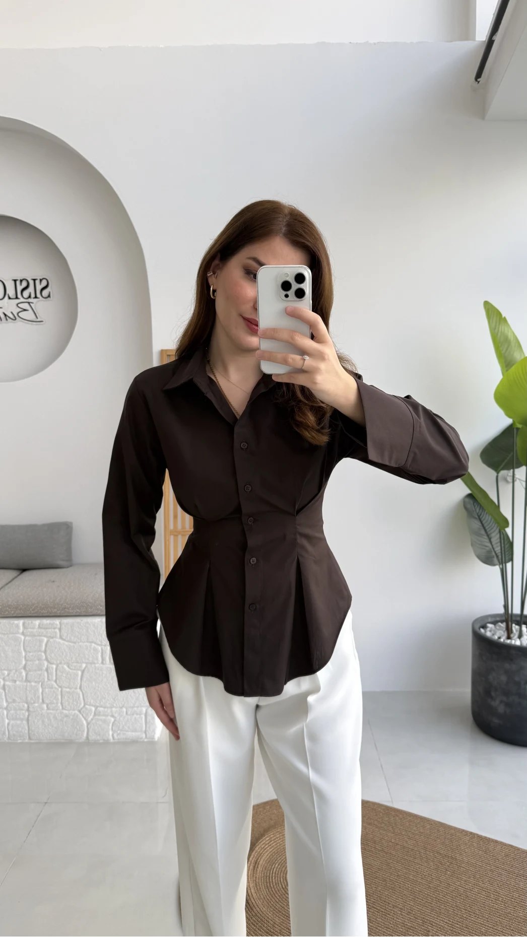 Pilili Gömlek - Kahve - Kod: 4965