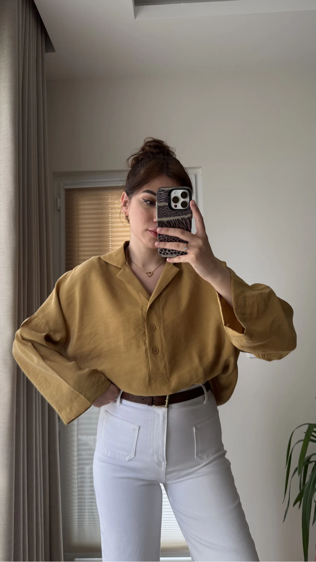 Polo Yaka Bluz Hardal