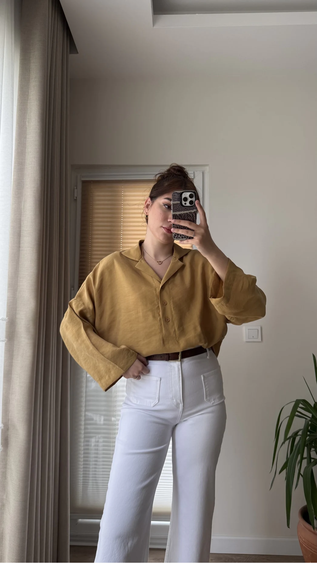 Polo Yaka Bluz Hardal