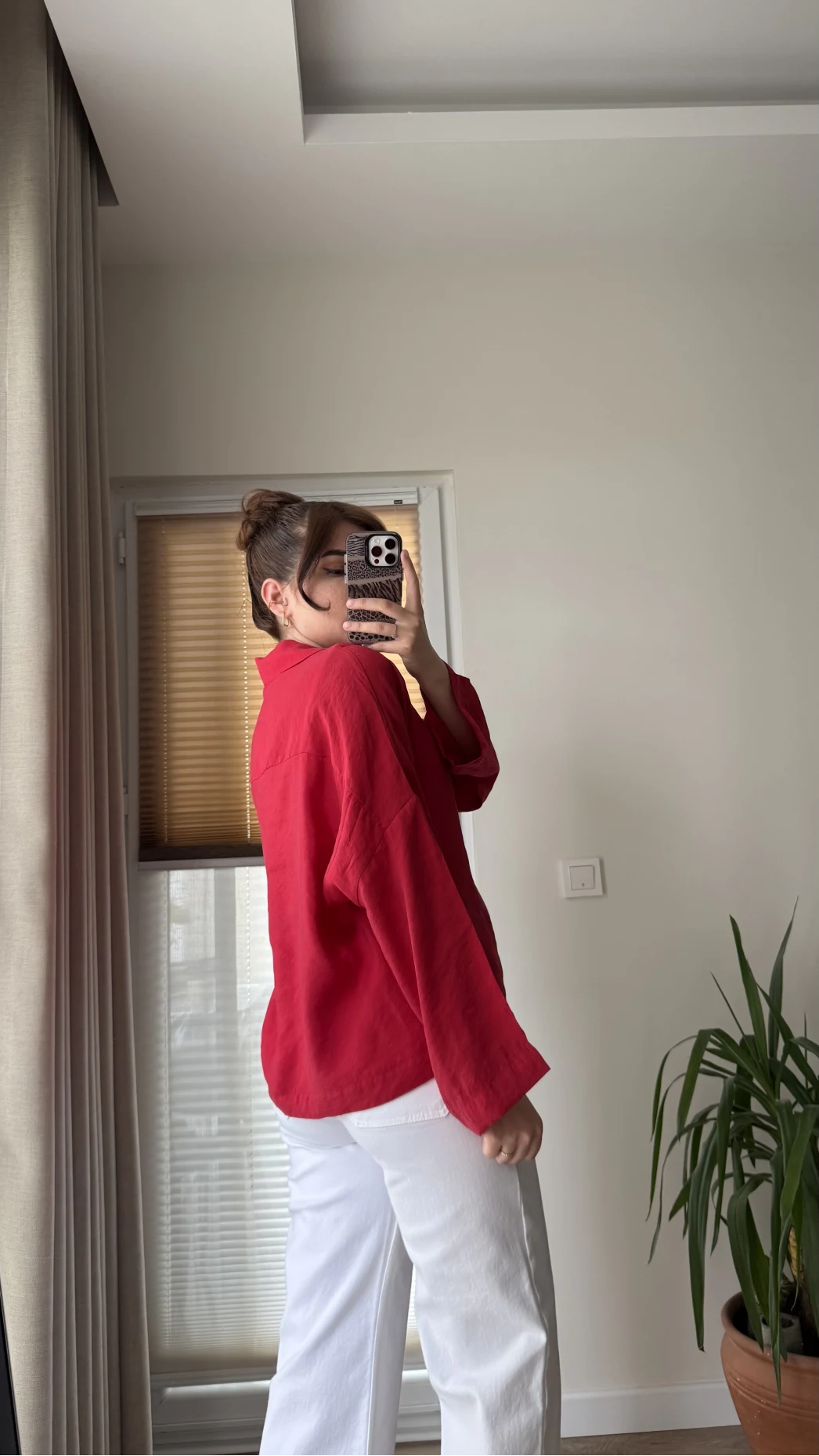 Polo Yaka Bluz Nar Çiçeği