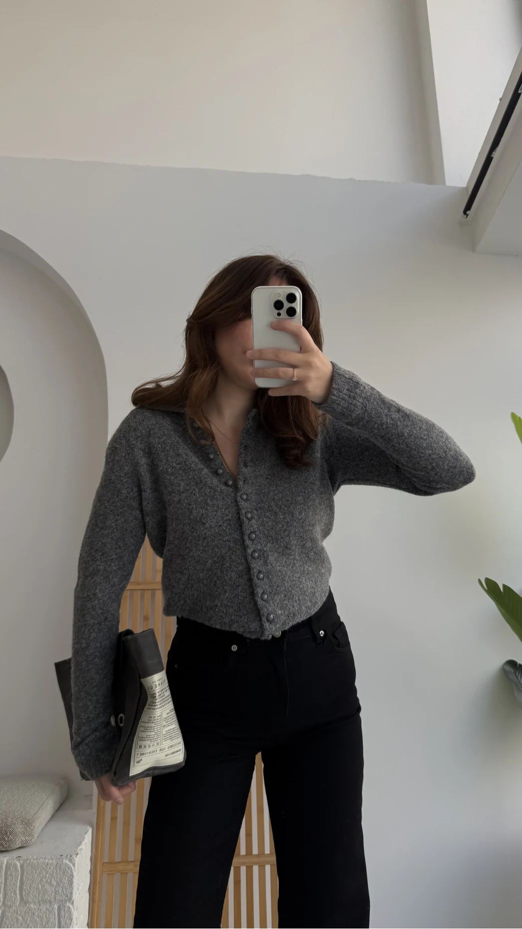 Polo Yaka Düğmeli Hırka - Antrasit