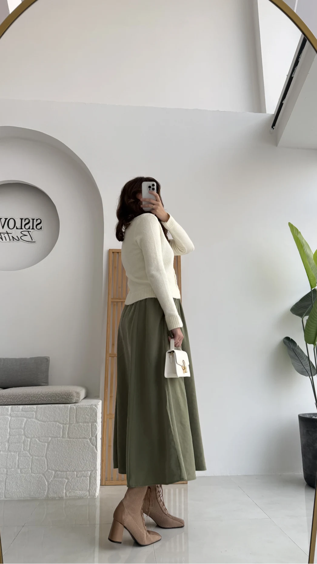 Polo Yaka Düğmeli Hırka - Ekru