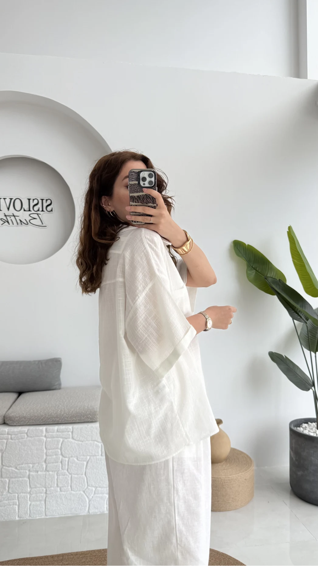 Pome Keten Karışımlı Tek Cepli Gömlek Ekru - 2114