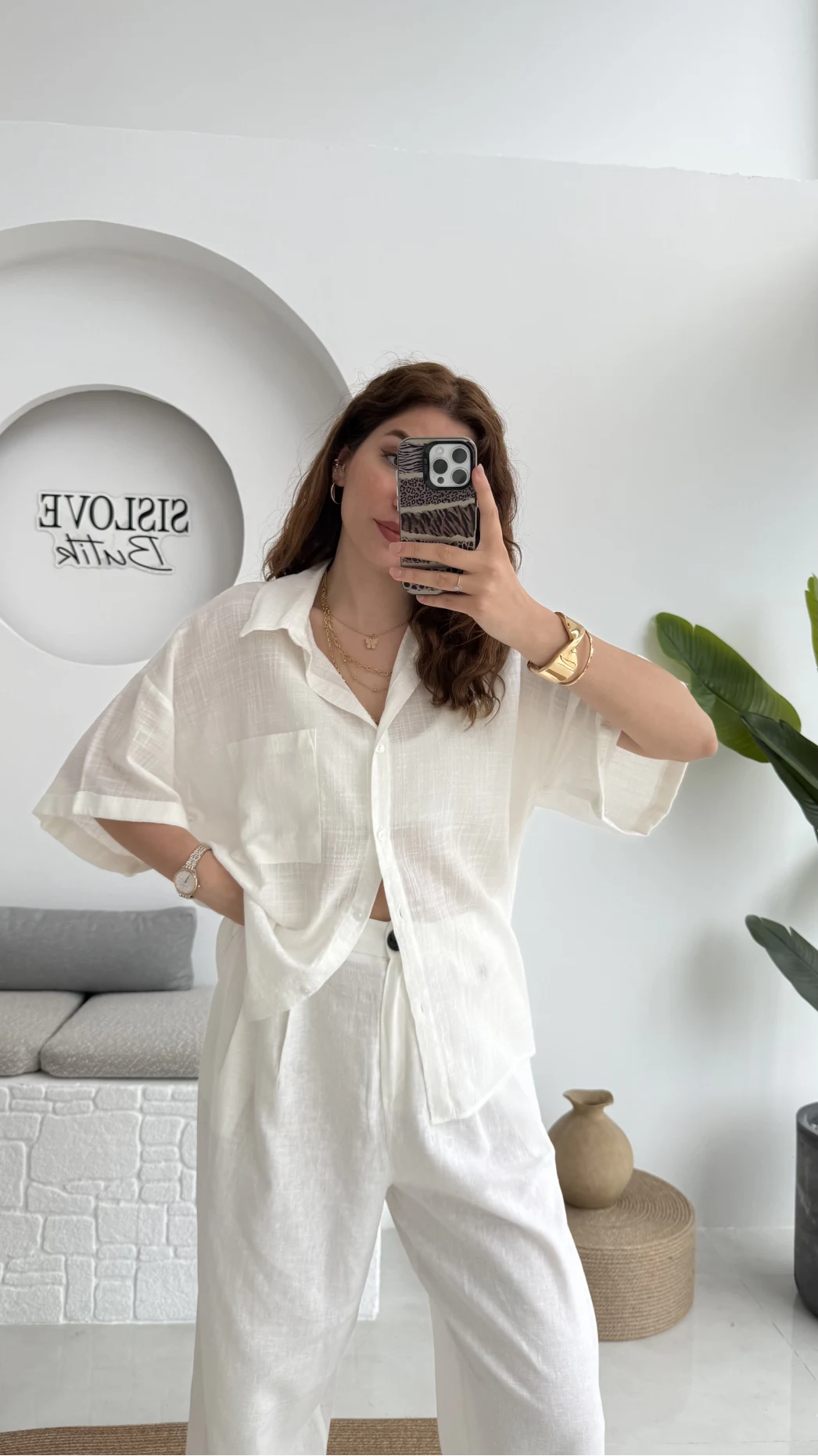 Pome Keten Karışımlı Tek Cepli Gömlek Ekru - 2114