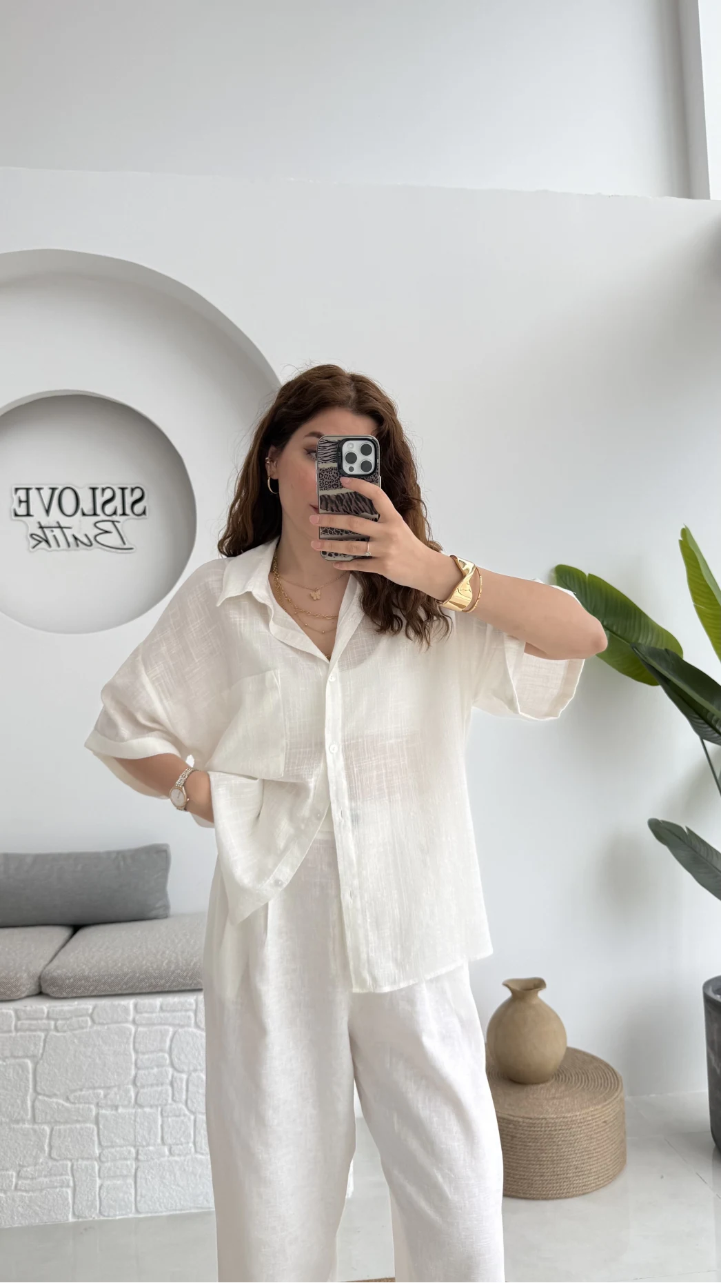 Pome Keten Karışımlı Tek Cepli Gömlek Ekru - 2114