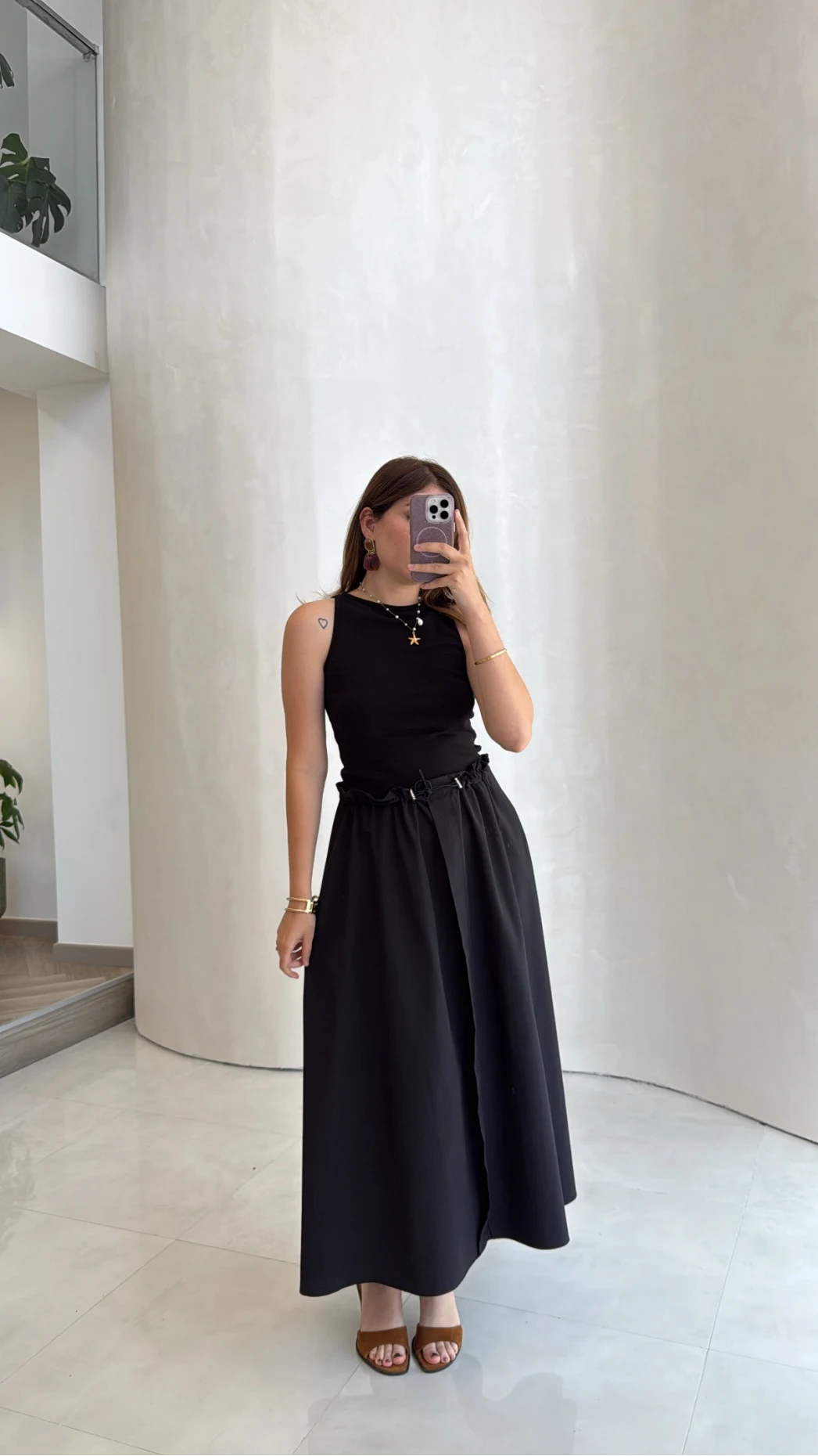 Poplin Etekli Elbise - Siyah - Kod: 4159