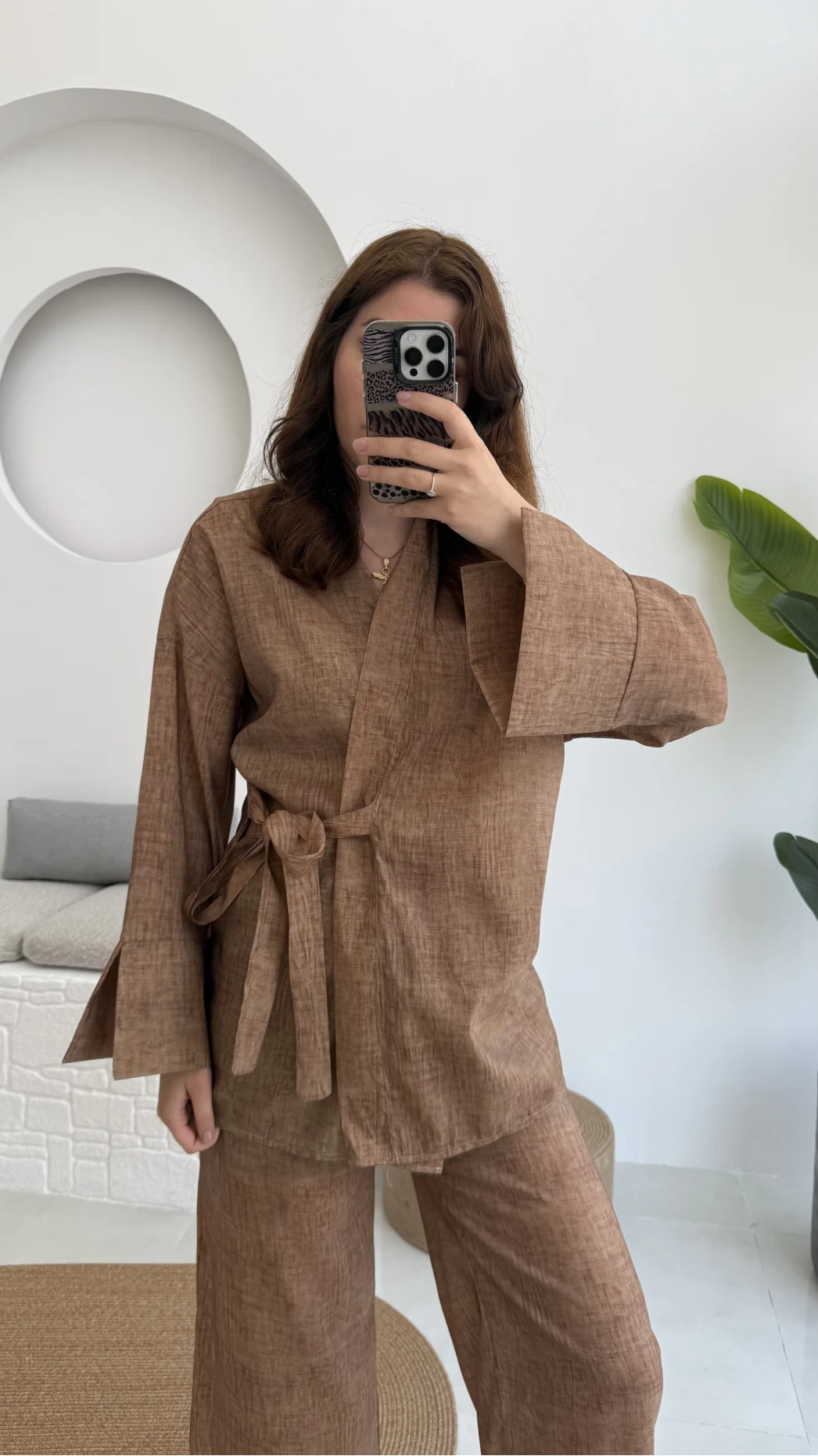 Portion Tensel Kimono Takım Kahve