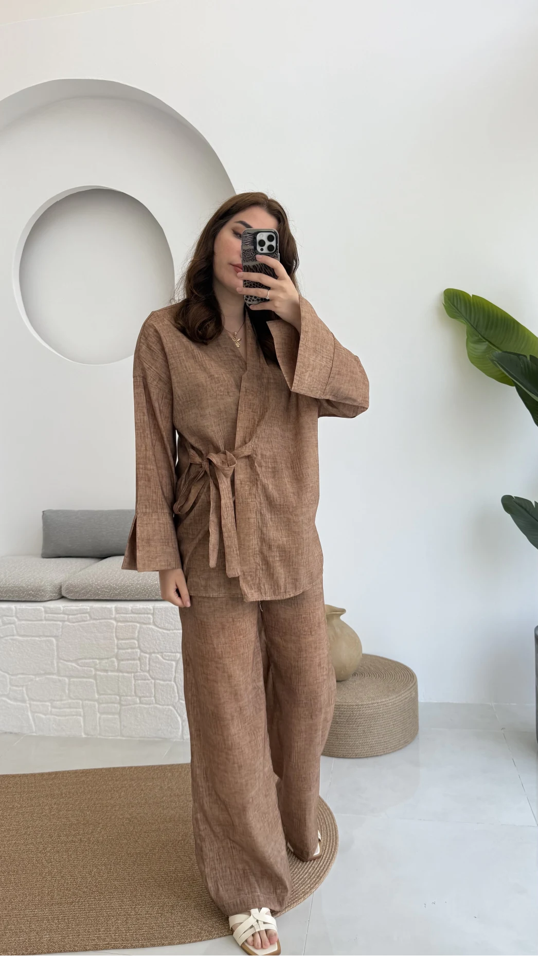 Portion Tensel Kimono Takım Kahve