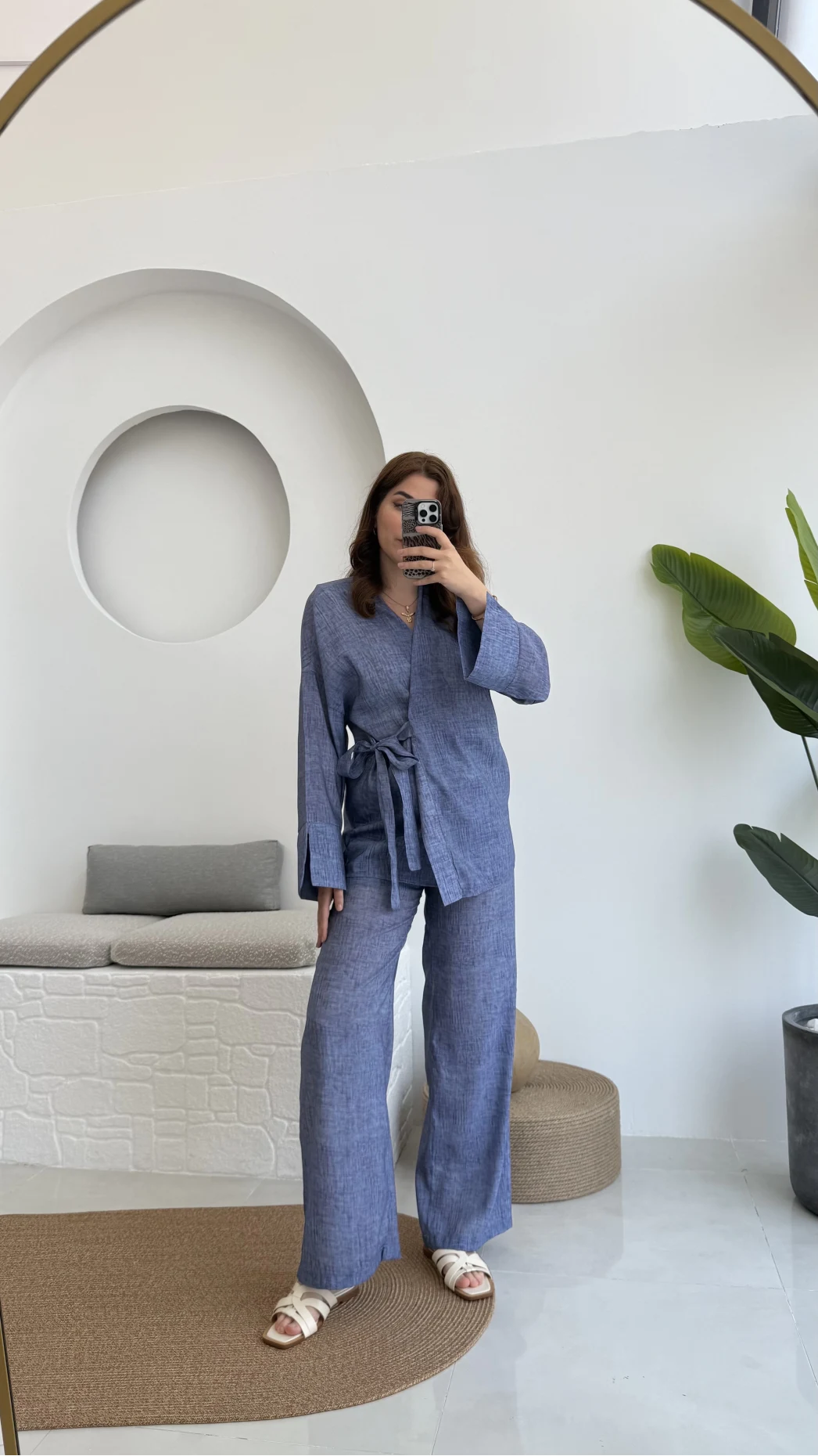 Portion Tensel Kimono Takım Koyu Mavi