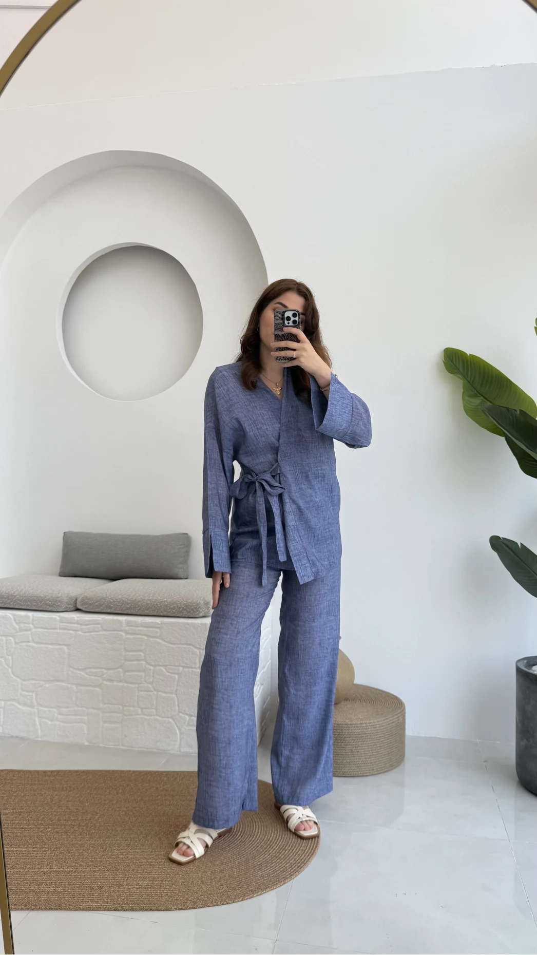 Portion Tensel Kimono Takım Koyu Mavi