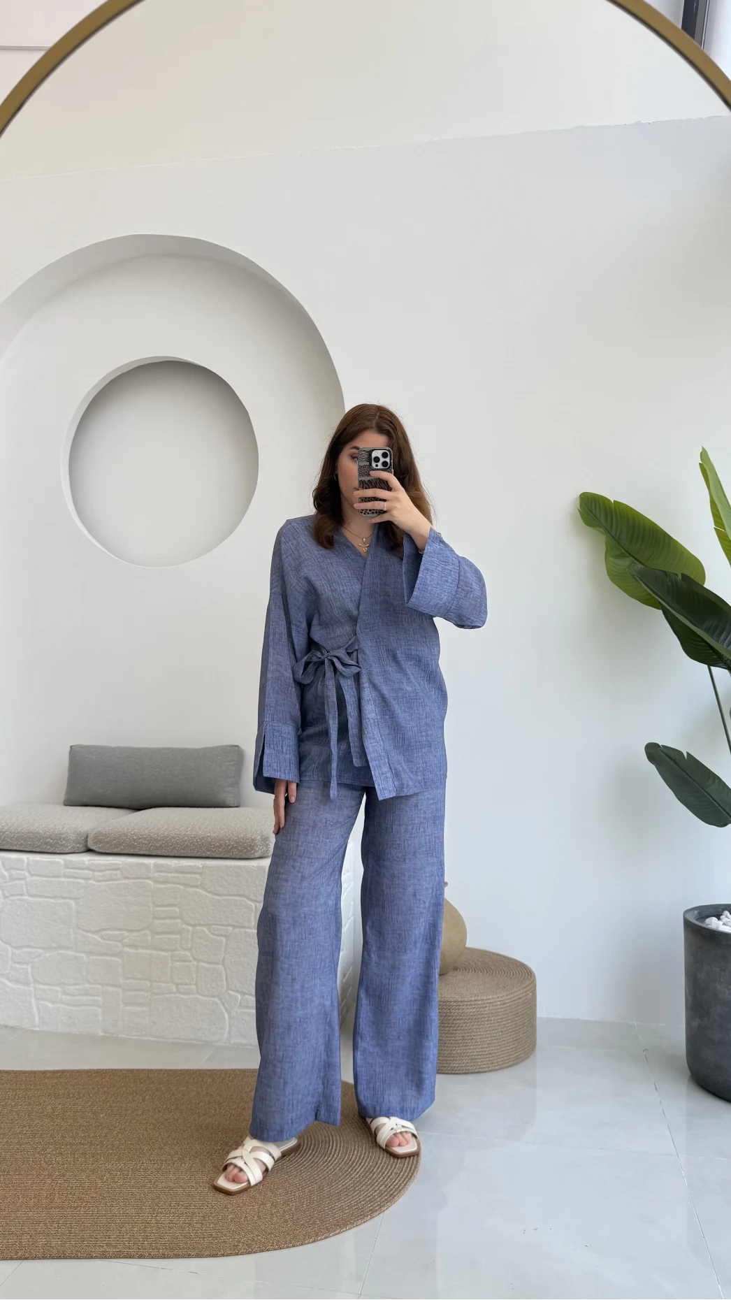 Portion Tensel Kimono Takım Koyu Mavi