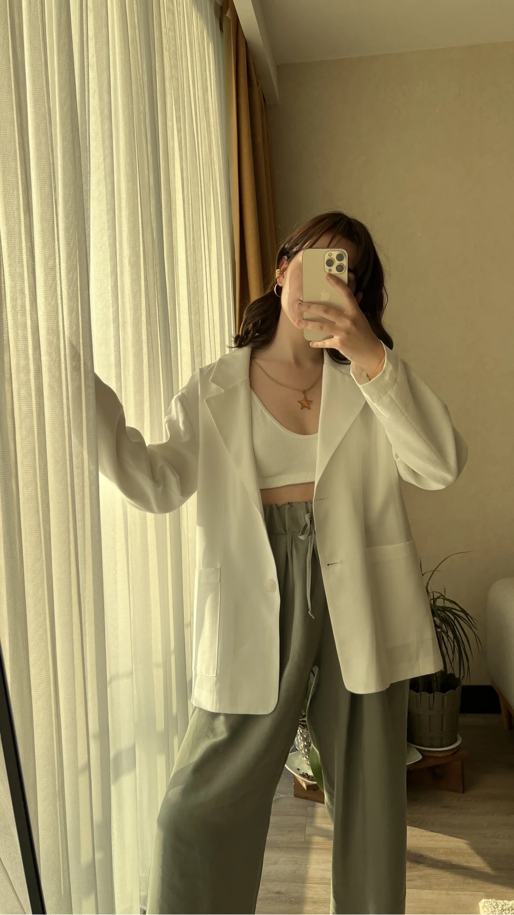 Premium Beyaz Modal Blazer Ceket
