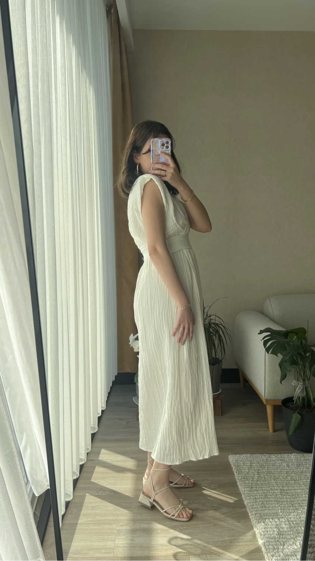 Premium Keten Beyaz Elbise