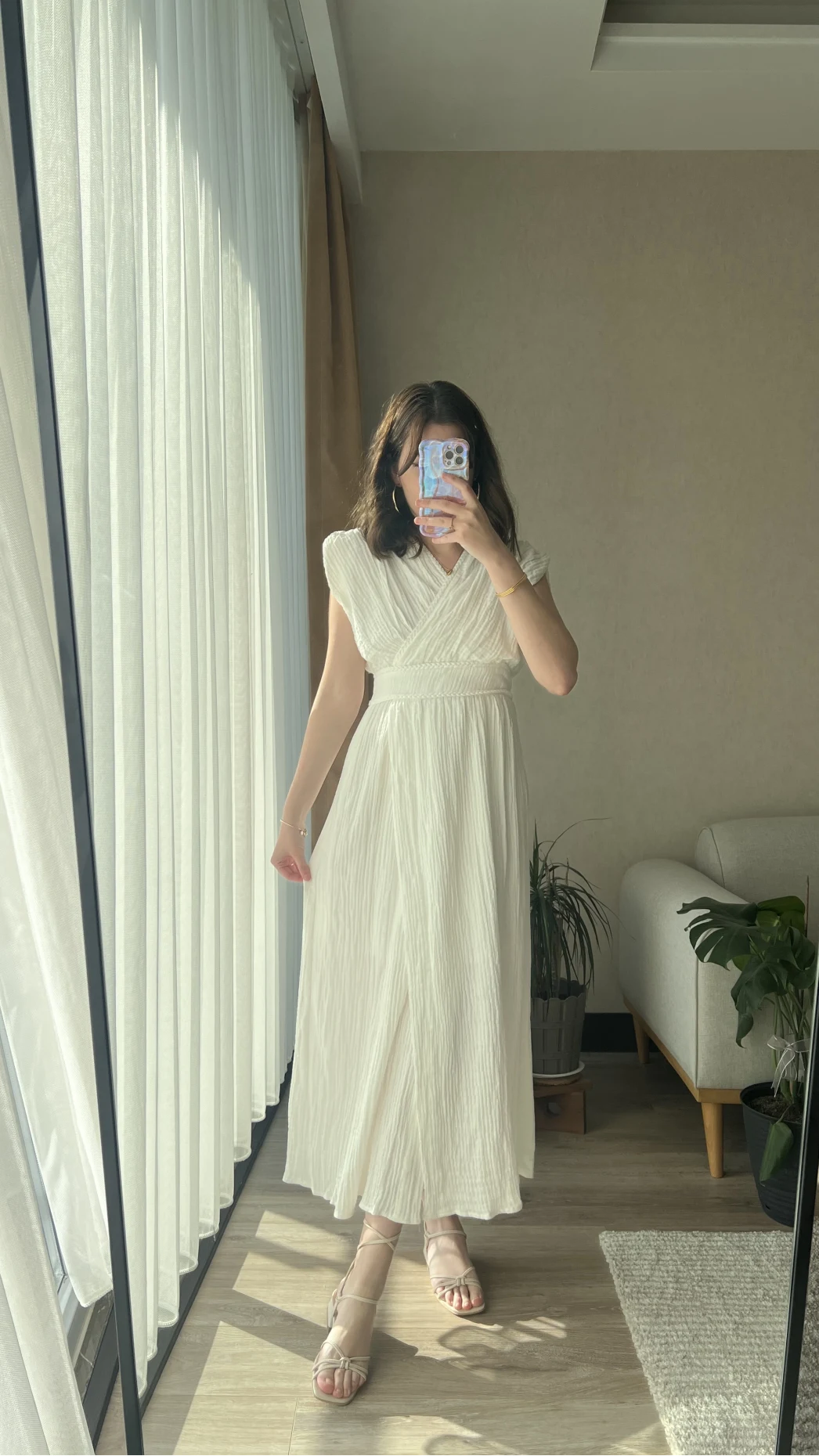 Premium Keten Beyaz Elbise