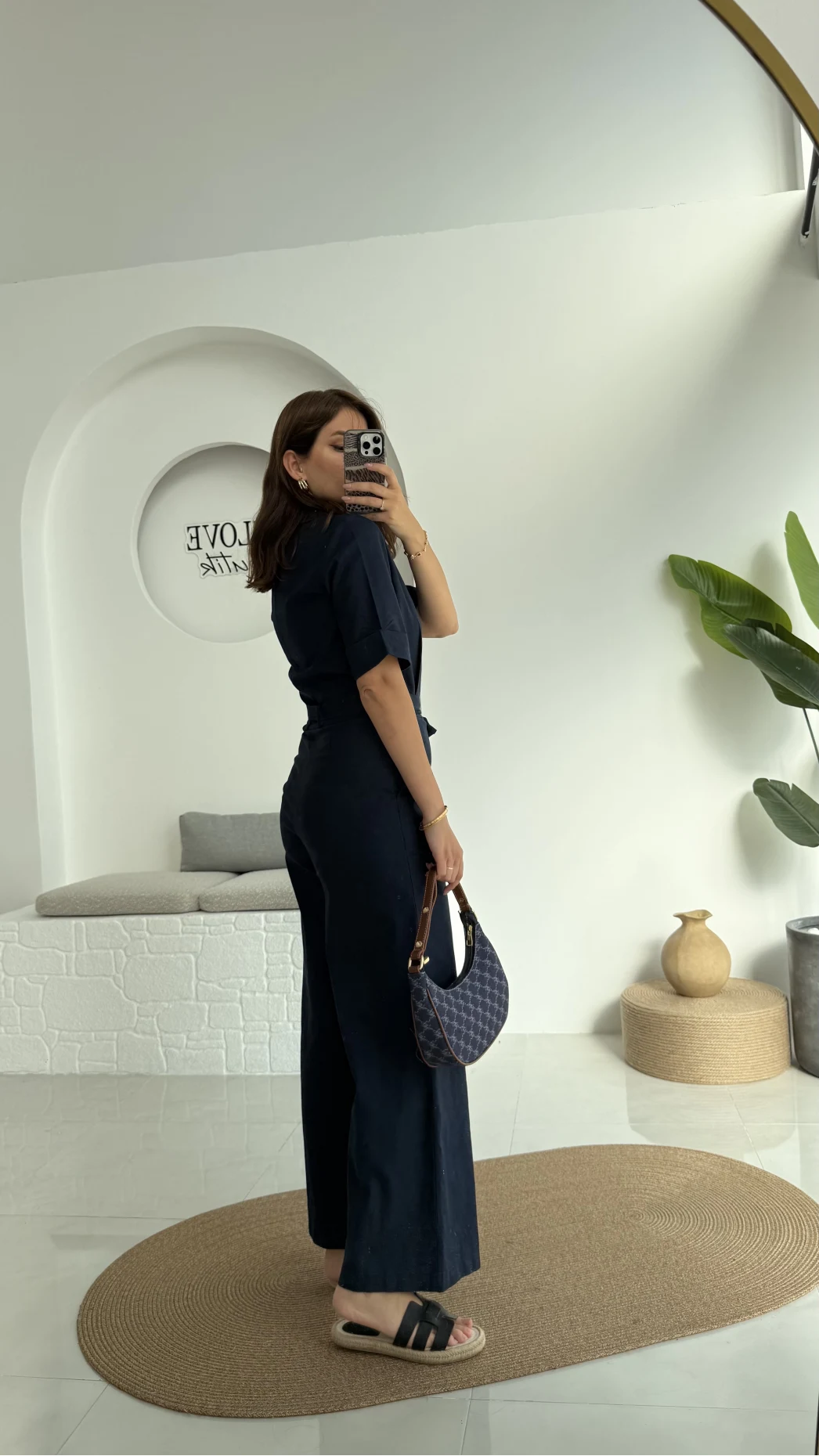 Premium Kuşaklı Uzun Tulum - Lacivert