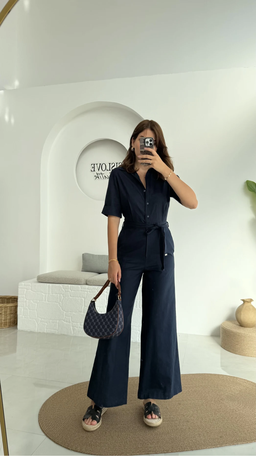 Premium Kuşaklı Uzun Tulum - Lacivert
