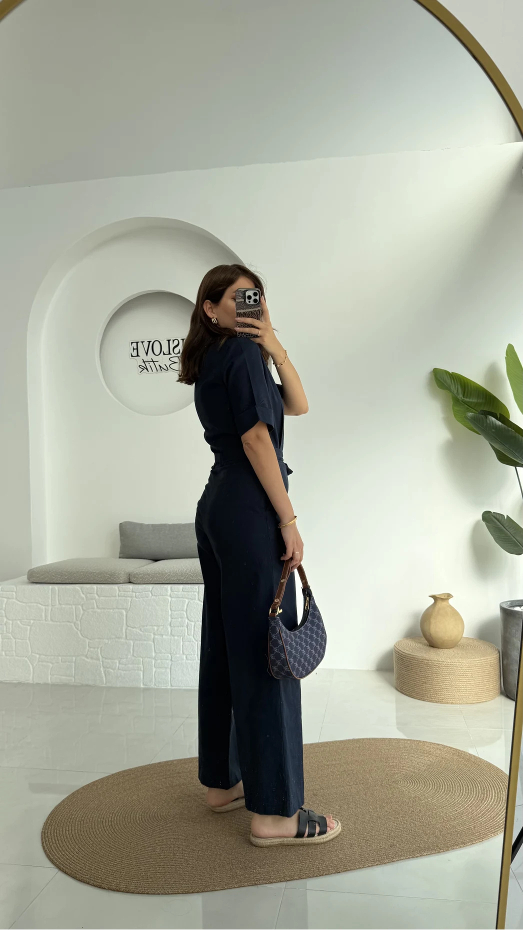 Premium Kuşaklı Uzun Tulum - Lacivert