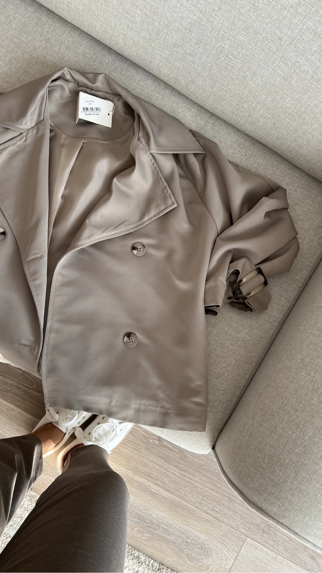 Premium Lin Vizon Tonları Kısa Trençkot