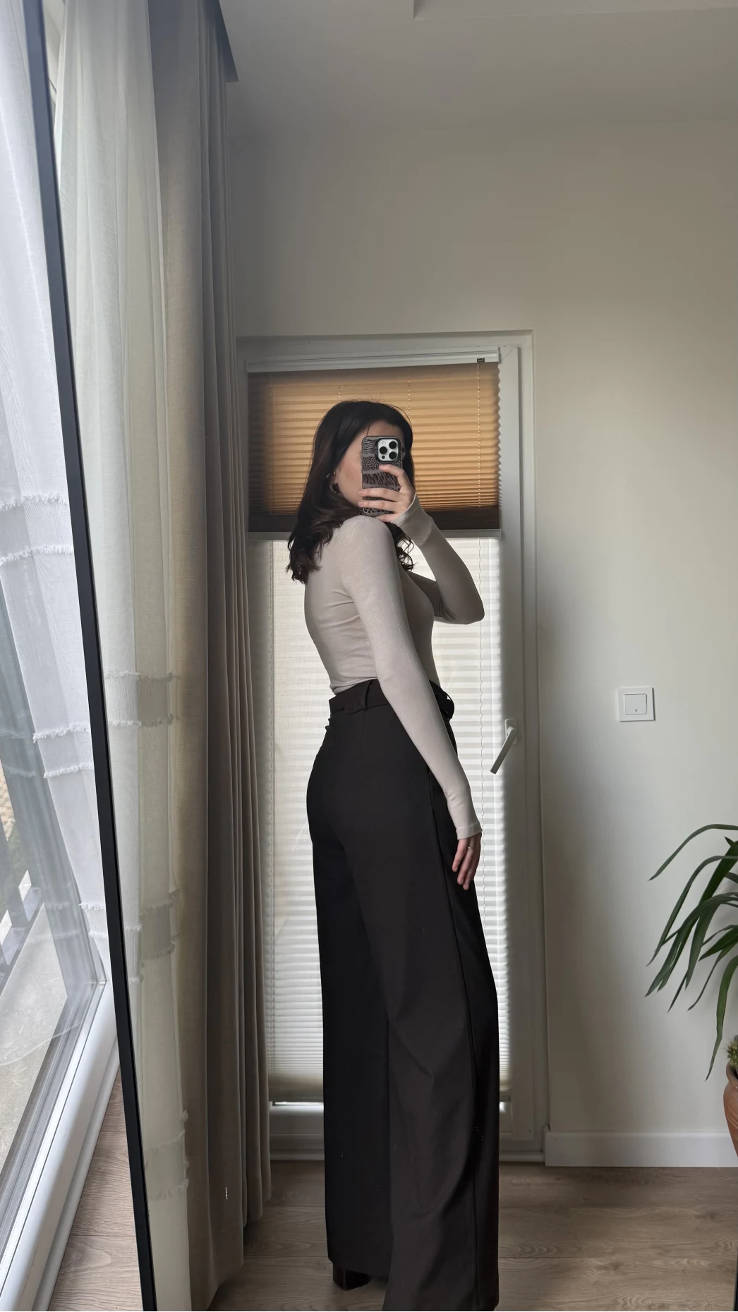 Premium Pileli Acı Kahve Palazzo Pantolon