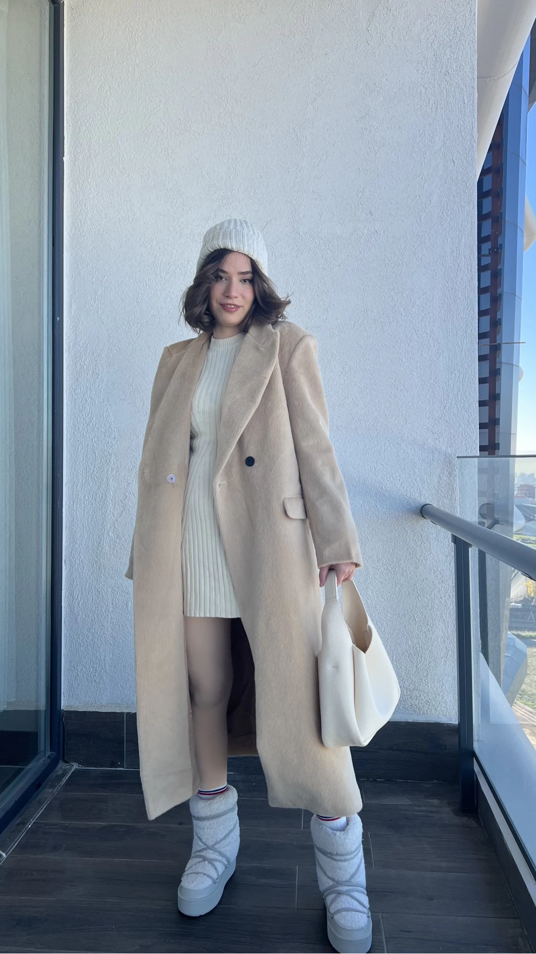 Premium Tüylü Bej Kaban