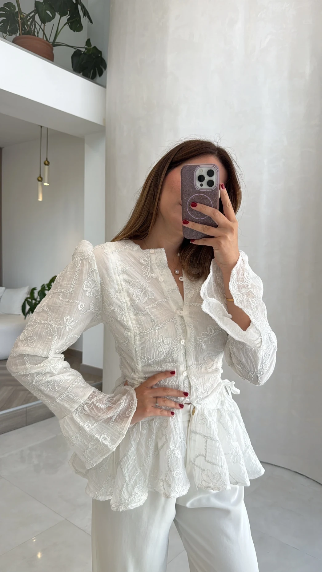 Prenses Dantel Bluz - Beyaz - Kod: 105332