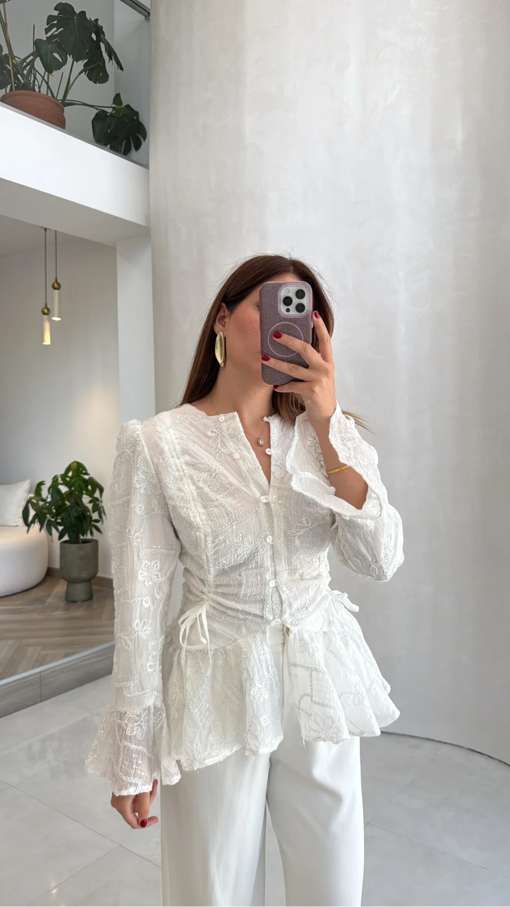 Prenses Dantel Bluz - Beyaz - Kod: 105332