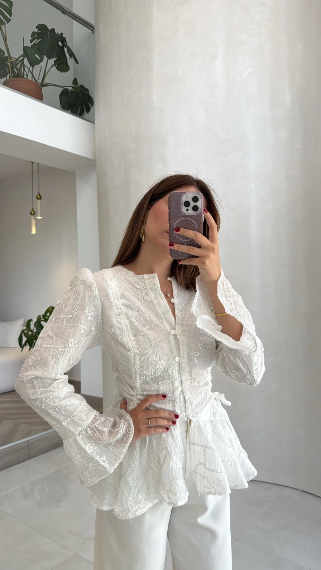 Prenses Dantel Bluz - Beyaz - Kod: 105332